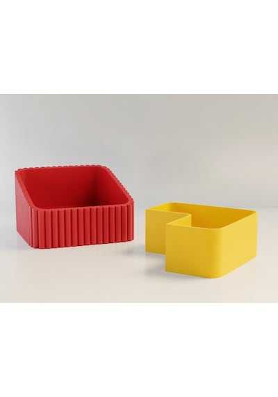 3d Baskı Fıstık Kasesi - Çift Hazneli Kabuk Ayırıcı Sunum Kasesi - Kırmızı Sarı Diğer