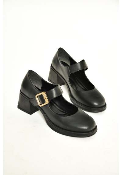 Fox Shoes T820236009 Siyah Kalın Topuklu Kadın Ayakkabı Siyah