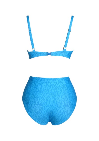Endeep Kadın Balenli Destekli Büyük Beden Mavi Yüksek Bel Bikini Takımı Mavi