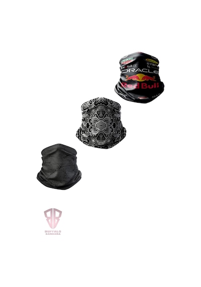 Buffalo Bandana 3'lü Set Motorcu Bandana Buff Avantajlı Paket Siyah