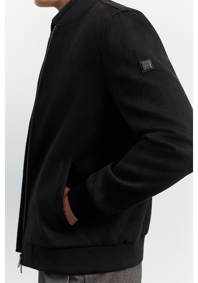 Avva Erkek Siyah Bomber Yaka Süet Dokulu Mevsimlik Comfort Fit Mont B006045