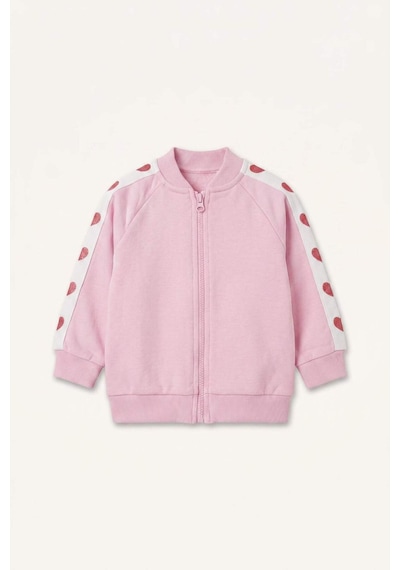 Defacto Kalp Baskılı Kalın Sweatshirt Kumaşı Fermuarlı Sweathirt Hırka Kız Bebek I0212a526aupr66 Mor-pr66