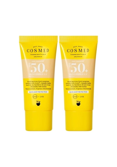 Tüm Cilt Tipleri İçin Renkli Suya Dayanıklı Spf50+ Güneş Kremi - Skinvisible Cc Spf50+ - 30 Ml 2 Paketi