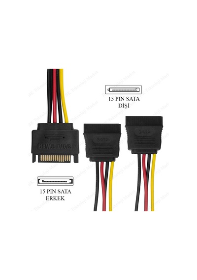 15 Pin Sata Power Çoklayıcı Y Bakır Kablo