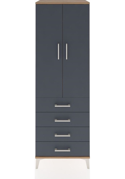 Hyperion Dolap Tek Raflı 4 Çekmeceli Tek Askılı 60x44x182 Çam... Çam