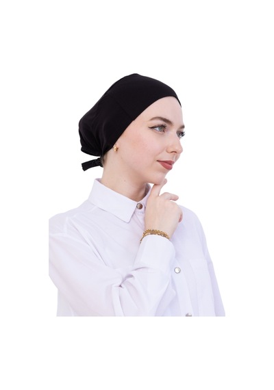 Modish Group Pratik Bone Pamuklu Tesettür İç Bone, Başörtüsü İçin Hazır Viskon Şapka, Namaz Günlük Kullanım İçin Siyah