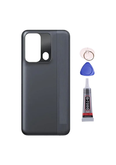 Tecno Spark 8c Siyah Arka Kapak Batarya Kapağı Pil Kapağı Yapışkan Ve Sökme Aparatıyla Beraber Full Set Siyah