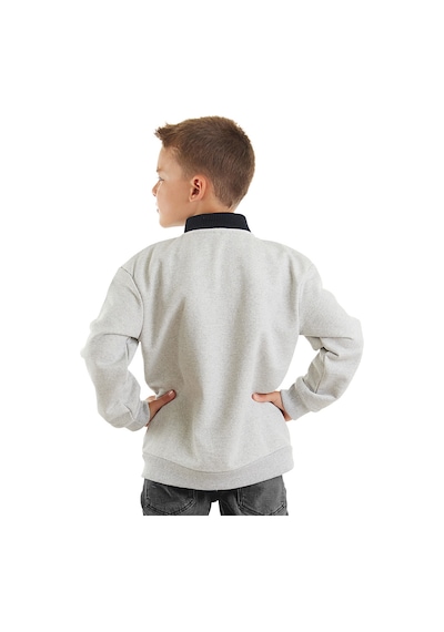 Kurt Erkek Çocuk Gri Kanguru Cepli Sweatshirt