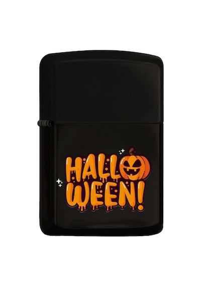 Halloween Tasarımlı Renkli Baskılı Siyah Benzinli Metal Çakmak 50 x 22