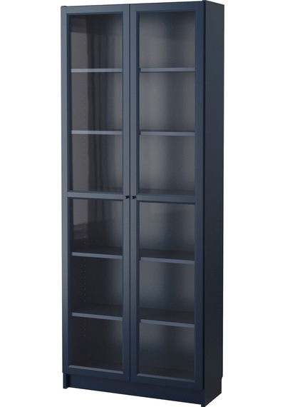 Cam Kapaklı Kitaplık, Koyu Mavi, 80x30x202 Cm Abanoz Cam Kapaklı Kitaplık, Koyu Mavi, 80x30x202 Cm Abanoz