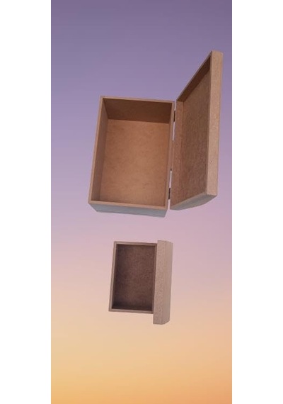 Hobi 90042 Dekoratif Sandık Seti Model Mini İkili Ham Ahşap Mdf El Yapımı