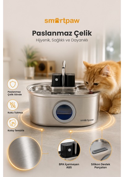 Smartpaw Aqua Max Sensörlü Kedi Su Pınarı Distribütör Garantili