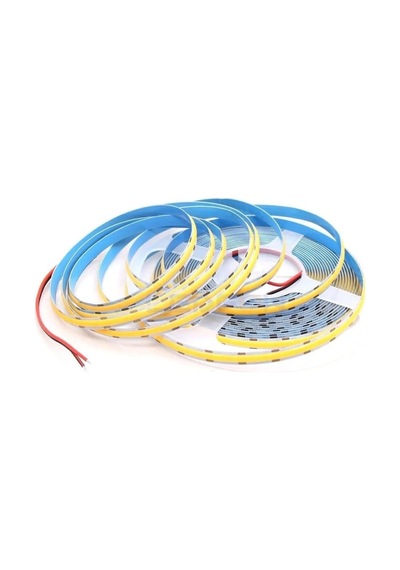 Tr Cob Led Şerit 5metre 12v 320led/m 3000k Sıcak Beyaz 10w 8mm Ip20 Aydınlatma Işık Hortum Kendinden Yapışkanlı