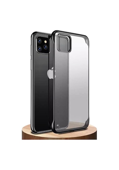 Apple Uyumlu  iPhone 12 Pro Max Kilif Siyah Çerçeveli Seffaf Arka Silikon 513596242