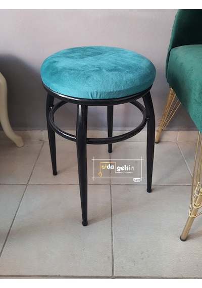 Mutfak Balkon Teras Ofis Krom Tabure Kara Inci Karışık Renk