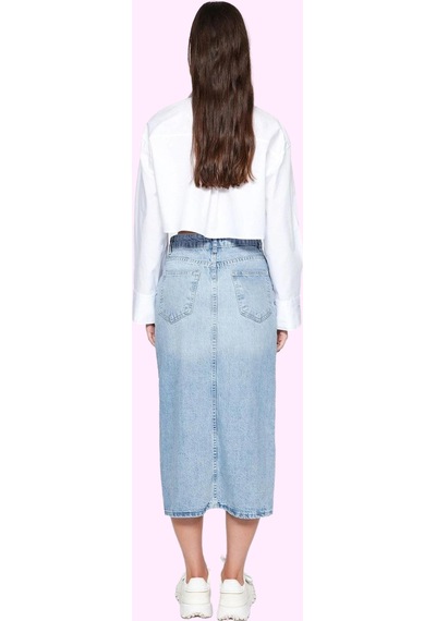 Ersefa Kadın Denim Midi Etek A Line Kalıp Pamuk Günlük Ve İş Hayatı İçin Mavi
