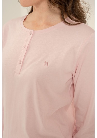 Arnetta Kadın Düğmeli Yaka Pembe Uzun Kol Pijama Takım Ar3744-s-v1 Ar3744-s-v1