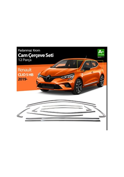 Renault Clio 5 Cam Çerçevesi Kromu 12 Parça P.çelik