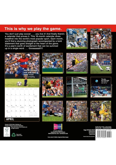 Futbol 2025 Duvar Takvimi, 16 Aylık Spor Takvimi, 30,48 Cm X 30,48 Cm Çok Renkli