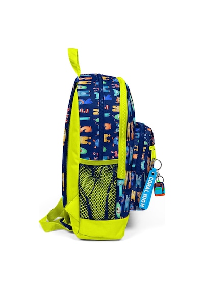 Coral High Kids Lacivert Neon Sarı Monster Desenli Dört Bölmeli Okul Sırt Çantası 23726
