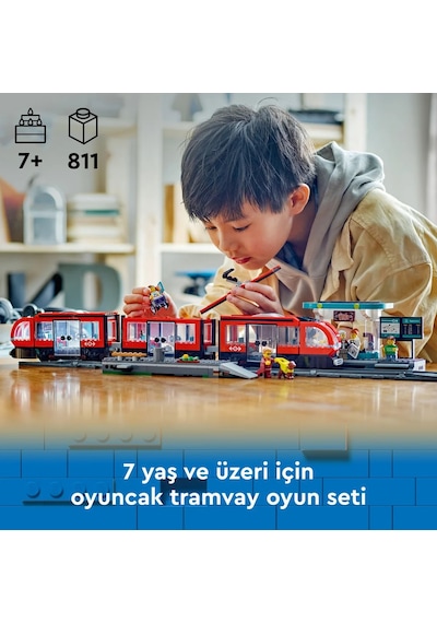 LEGO® City Şehir Merkezi Tramvay İstasyonu 60423 - 7 Yaş ve Üzeri Oyuncak Tren ve Araç Meraklıları için Yaratıcı Oyuncak Yapım Seti (811P)