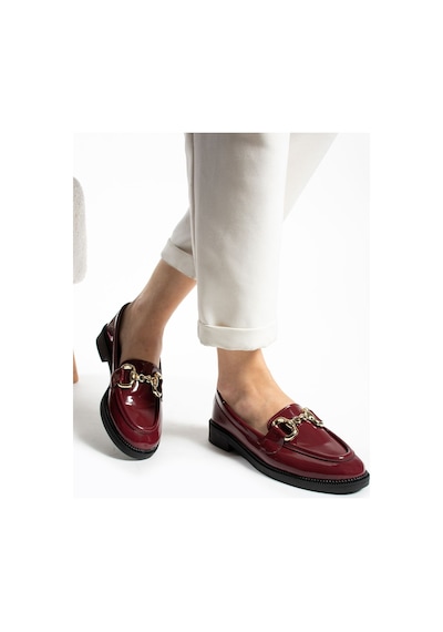 Jane Kadın Loafer Makosen Casual Toka Detay Günlük Ayakkabı Bordo Rugan