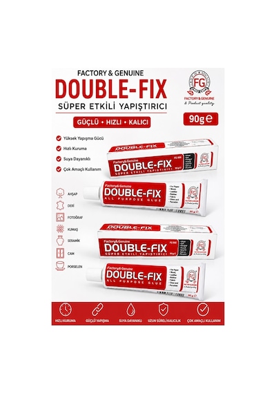 Sıvı Yapıştırıcı 90 Gr Tüp Double-fix Çok Amaçlı Kuvvetli Yapıştırıcı 2 Adet Okul Büro Yapıştırıcısı Kağıt Karton