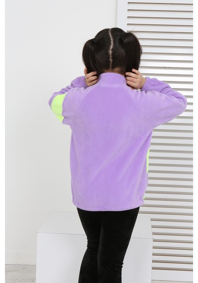 Toontoy Kız Çocuk Dik Yaka Fermuarlı Renk Bloklu Reglan Kol Polar Hırka - Beli Ayarlanabilir Lastikli Lila Toontoy Kız Çocuk Dik Yaka Fermuarlı Renk Bloklu Reglan Kol Polar Hırka - Beli Ayarlanabilir Lastikli Lila