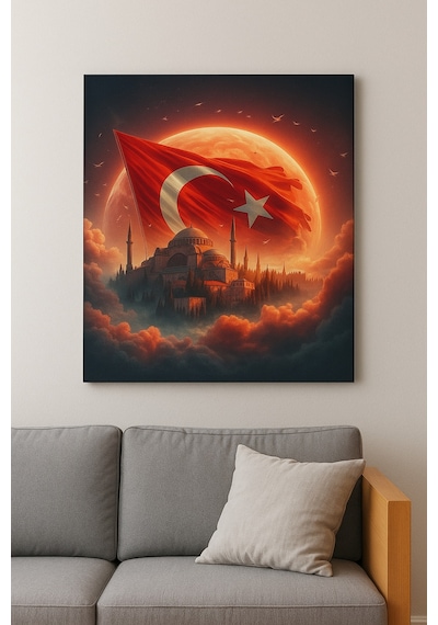 Türk Bayrağı Ve Ayasofya Temalı Cam Tablo