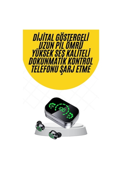 Kablosuz Bluetooth Kulaklık Çift Telefon Destekli Powerbankli Dijital Göstergeli Çok Renkli