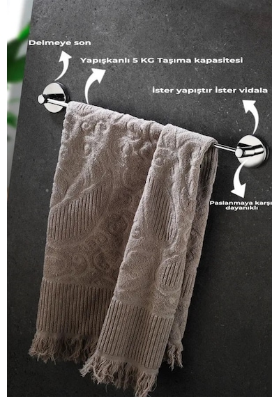 Yapışkanlı Uzun Havluluk Havlu Asacağı Krom 101-k Kasa - 18 Gümüş Diğer