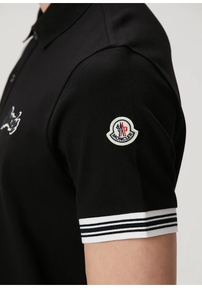 Moncler Siyah Polo Yaka T-shirt Siyah