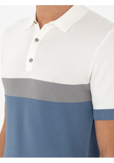 Mavi Slim Fit Polo Yaka Keten Karışımlı Triko T-shirt