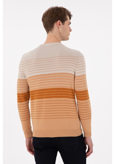 U.S. Polo Assn. Erkek Slim Fit Bisiklet Yaka Camel Kazak 50297071-VR015
