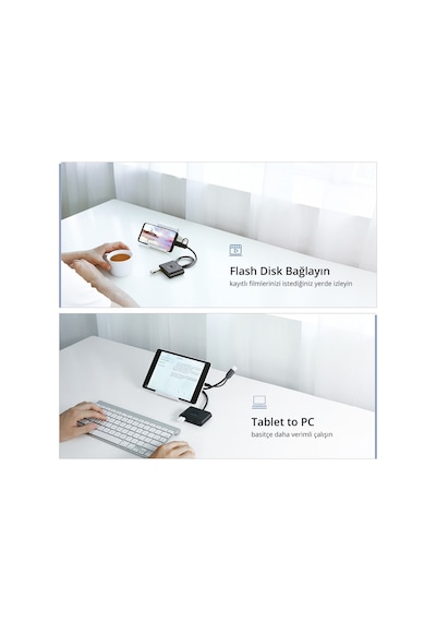 Ugreen 40850 Usb A/Usb C To 4 Port Usb 3.0 Hub Çoklayıcı Siyah 1M