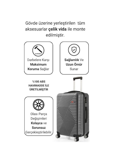G&d Polo Suitcase Abs Kabin Ve Orta Boy Koyu Gri 2'li Valiz Seti 600.02-set-ok