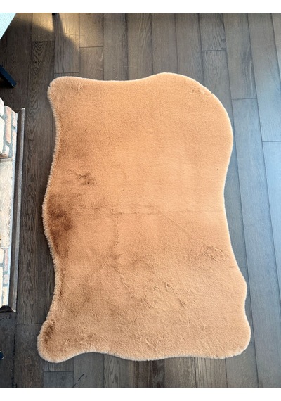 Ultra Soft Kahverengi Yumuşak Dokulu Peluş Halı Asimetrik