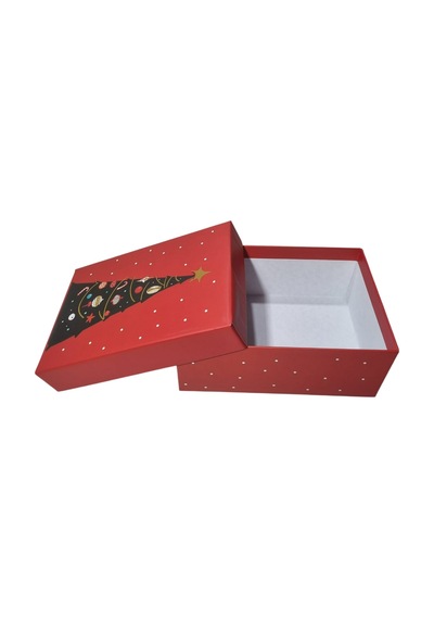 20,5x14,5x8,5 Cm Yılbaşı Çam Ağacı Desenli Lüks Hediyelik Karton Kutu Dikdörtgen Diğer
