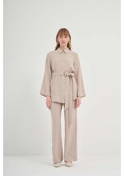 FTZ Women Ftz Modal Pantolonlu Takım Taş 31011 Taş