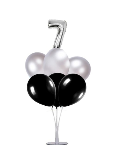 7 Yaş Rakam Folyo Balon Altın Gold 40 CM Balon Stand. 6 Adet Bal