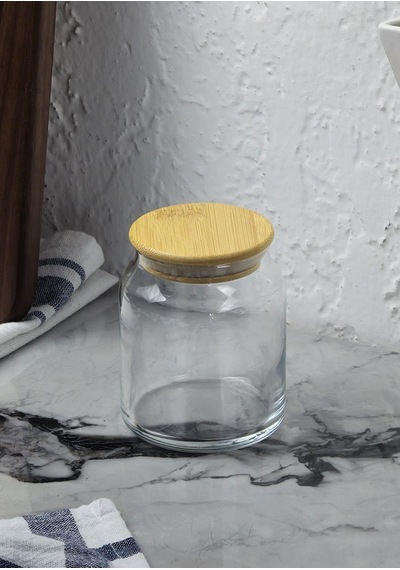 Cam Kavanoz - Bambu Vakum Kapaklı - Saklama Kavanozu - 250 Ml, 1 Adet