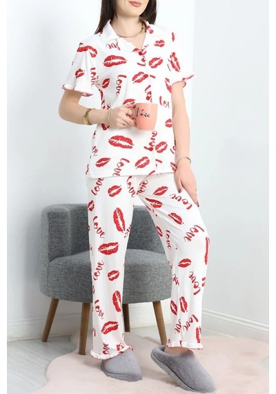 Seka Store Seka Pegasus Fırfırlı Düğmeli Pijama Takımı Beyazkırmızı - 671.1287. Çok Renkli Seka Store Seka Pegasus Fırfırlı Düğmeli Pijama Takımı Beyazkırmızı - 671.1287. Çok Renkli