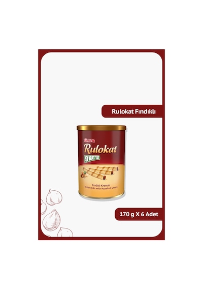 Ülker 9 Kat Tat Rulokat Fındıklı Rulo Gofret 6 x 170 G