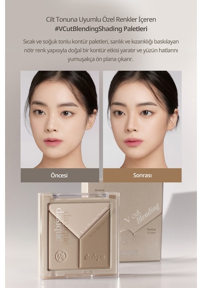Dasique  Doğal Gölgelendirme Sunan 3'lü Kontür Paleti V Cut Blending Shading 02 Cool Blending