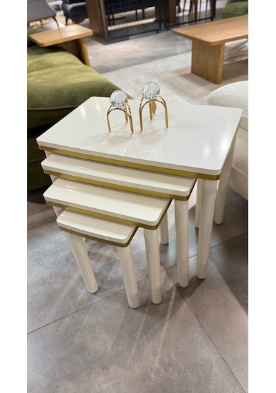 4lü Bohem Zigon Sehpa Gold Bej