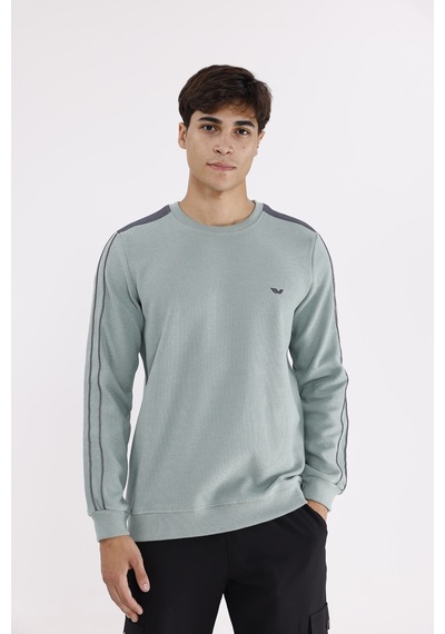 Rowinger Selanik Doku Yumuşak Tutuşlu Rahat Kalıp Yuvarlak Yaka Esnek Manşetli Sweatshirt Çağla