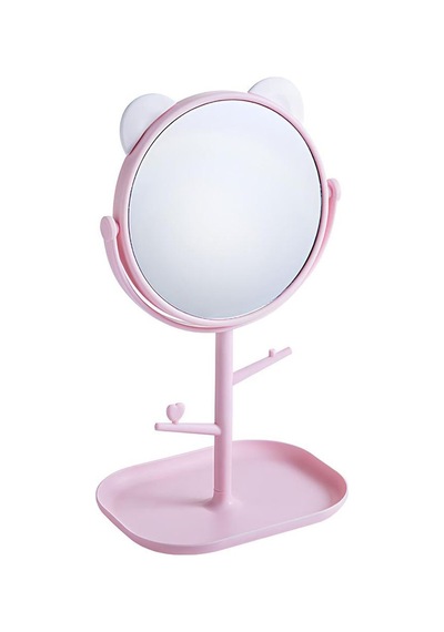 Masa Üstü Pembe Panda Tasarım Plastik Takı Stand Masa Aynası Cin7 Pembe