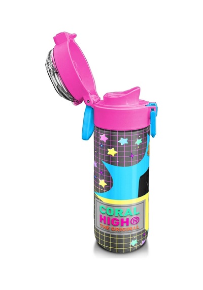 Coral High Kids Gri Mavi Pembe Anime Desenli Pipetli Ve Direkt İçim Çelik Termos 500 Ml 31943 Gri - Mor
