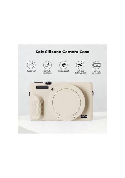 K&f Concept Canon G7x Mark Iıı Beige Krem Slikon Kılıf