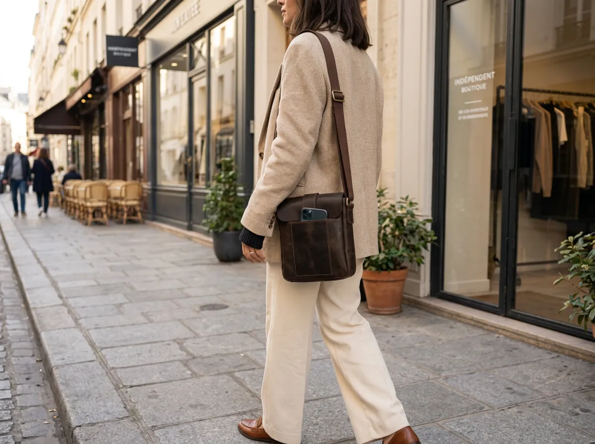 Natderi Unisex Hakiki Deri Siyah & Acı Kahve Seçenekli Postacı Çantası Ayarlanabilir Askılı Çapraz Çanta 24x21 Cm Acı Kahverengi